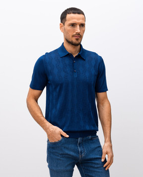 Bertolo Cashmere Синее поло из шелка 902458002471