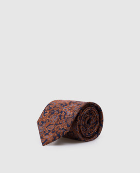 Stefano Ricci Дитяча коричнева краватка з хуткою-паше із шовку у візерунок YDHNG501