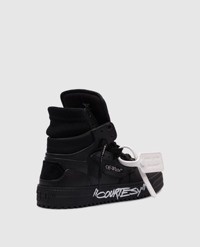 Off-White Чорні шкіряні хайтопи 3.0 Court Courtesy OMIA065C99LEA007