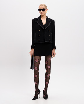 Dolce&Gabbana Чорний двобортний жакет з вовни та шовку з логотипом F29ANTFU2TZ