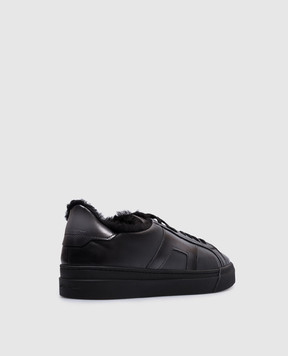 Santoni Черные кеды на меху с логотипом MBGT22018NEOPGON