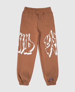 Sprayground Детские коричневые утепленные джоггеры Graffiti SPY1326GBRW