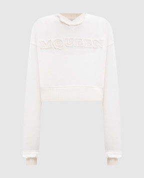 Alexander McQueen Білий укорочений світшот з логотипом 815584QLAD8