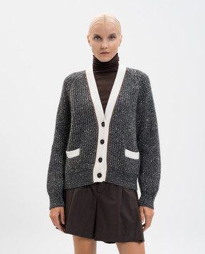 Brunello Cucinelli Сірий кардиган з вовною і кашеміром MSJ545306