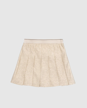 Brunello Cucinelli Детская золотистая юбка-плиссе с люрексом BL947T298B