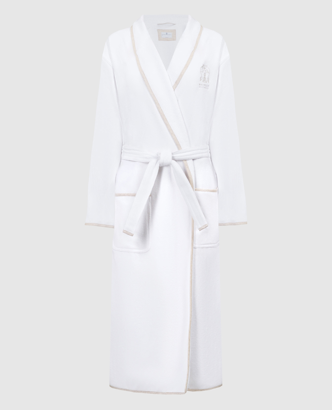 White robe with logo embroidery