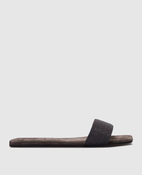 Brunello Cucinelli Коричневые замшевые шлепанцы MZMIC2631