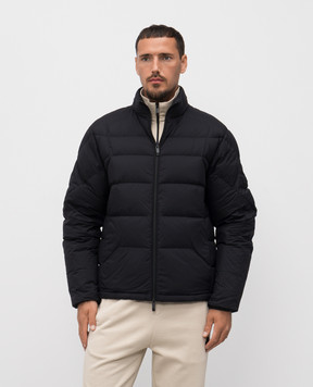 Moncler Синяя пуховая куртка с нашивкой логотипа K20911A00039597YD