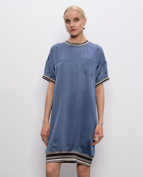 Brunello Cucinelli Синее платье с люрексом M0H34A4354