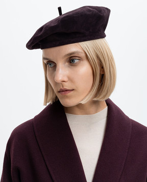 Loro Piana Бордовий замшевий берет FAO4816