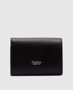 Max Mara Черный кожаный портмоне с логотипом COMPACTWALLET2