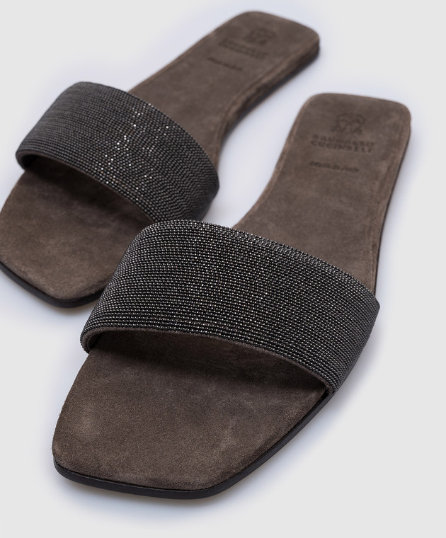 Brunello Cucinelli Коричневые замшевые шлепанцы MZMIC2631 изображение 5