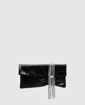 Jimmy Choo Чорний шкіряний глянцевий клатч Zandra ZANDRABYN