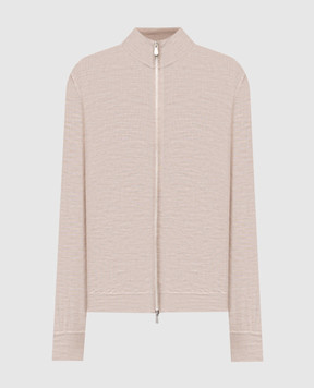 Brunello Cucinelli Бежевый меланжевый кардиган из шерсти и кашемира M2400106