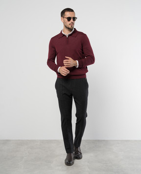 ISAIA Бордовое поло из шерсти с вышивкой логотипа MG8020YP005