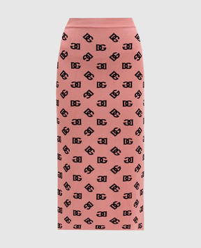 Dolce&Gabbana Рожева спідниця міді з візерунком монограми логотипа FXO02TJFMGT