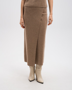 Max Mara Бежевая юбка на запах UMBRIA из шерсти и кашемира UMBRIA
