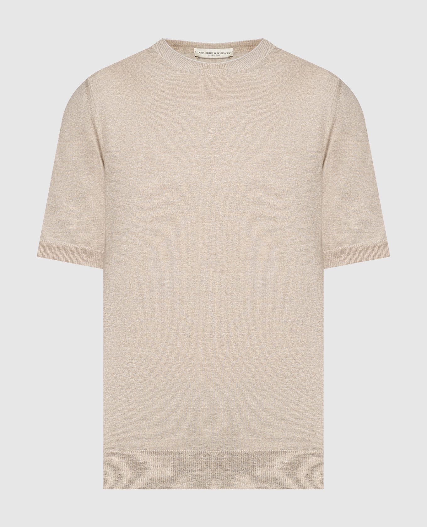 Beige t-shirt with linen and cashmere