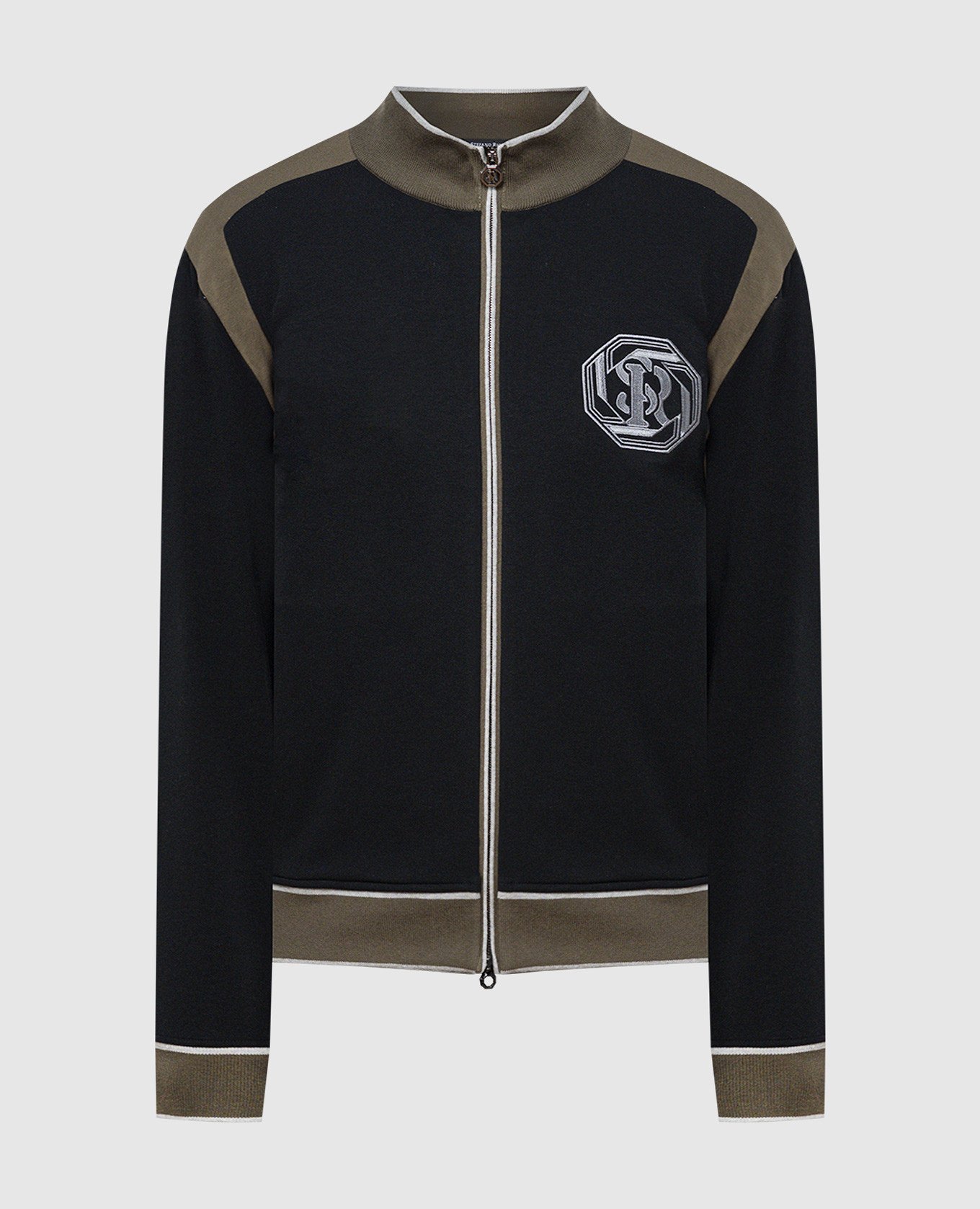 Black sports jacket with logo embroidery