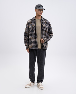 Palm Angels Сіра куртка в стилі сорочки в клітинку PMES049F25FAB001