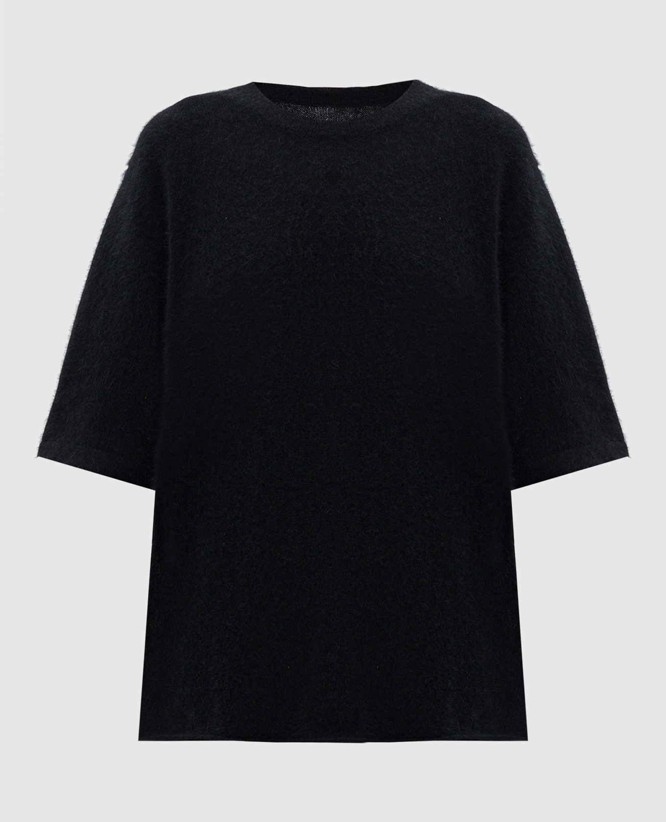 

Черный свитер RAVEN с укороченными рукавами из шерсти, Свитера