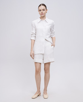 Jil Sander Белая рубашка из льна с эффектом жатки J02DL0226J60083