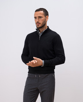 Canali Черный джемпер из кашемира, шерсти и шелка. MK02174C0015