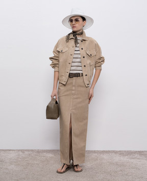 Brunello Cucinelli Бежева куртка з льоном з ланцюжком моніль ML996FX716