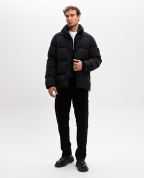 Stone Island Черный пуховик из шерсти со съемным патчем логотипа 8115453F3