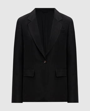 Brunello Cucinelli Чорний жакет з льоном з ланцюжком моніль MH1267332