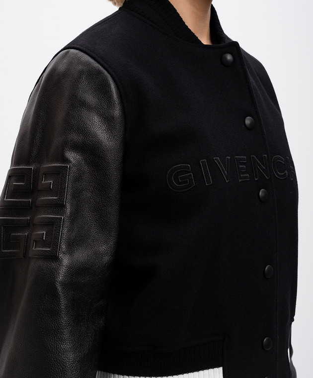 Givenchy Черный комбинированный бомбер с логотипом BW00N0611N изображение 5