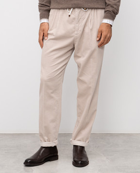 Brunello Cucinelli Бежевые вельветовые штаны M280UE1710
