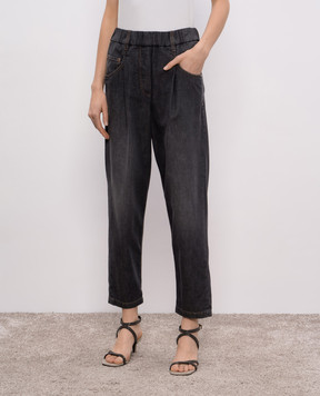 Brunello Cucinelli Чорні штани з ланцюжком моніль MH192P5566