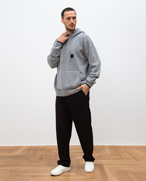 MSGM Сіре худі з вовни і кашеміру з нашивкою 3740MM200247790