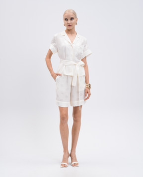 Dolce&Gabbana Белые шорты из шелка с логотипом FTAM7TFJ1JO