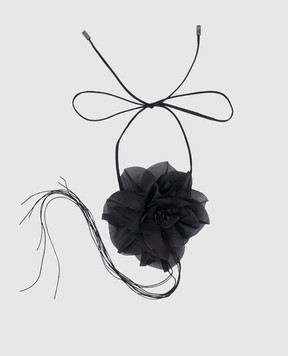 Peserico Чорний чокер з шовком з аплікацією у вигляді квітки E32571C0CC178