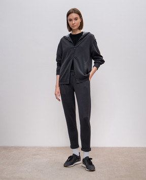 Brunello Cucinelli Чорна футболка з люнцюжком моніль MPT81BI100