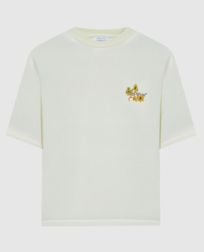 Off-White Зелена футболка з принтом логотипа Flower Arrow OWAA124F24JER001