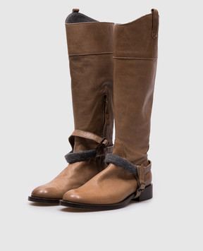 Brunello Cucinelli Бежеві шкіряні чоботи MZDENG28639