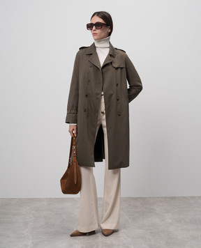 Simonetta Ravizza Зелений двобортний тренч на хутрі LOND1