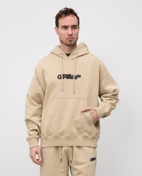 Off-White Бежевое худи с принтом эмблемы Arrow в стиле Spray OMBB085S25FLE00I