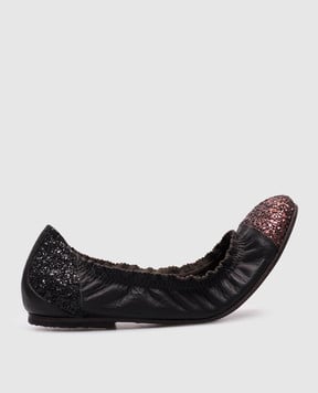 Brunello Cucinelli Черные кожаные балетки с глитером MZDENG806