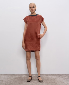 Brunello Cucinelli Коричнева сукня міні із шовку M0W19A4094