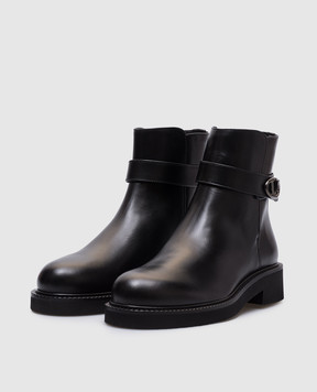 Valentino Чорні шкіряні черевики VLOGO LOCKER 5W0S0JS8LXX