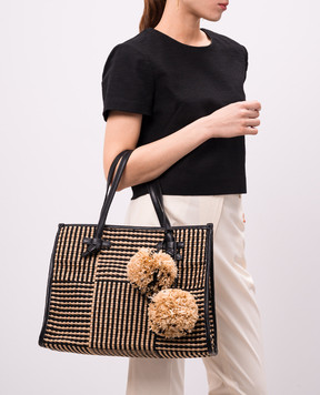 Gianni Chiarini Бежевая плетеная сумка-тоут Marcella с логотипом. BS11750BALI