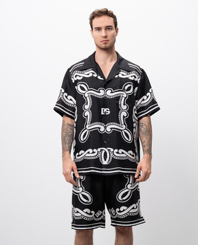 Dolce&Gabbana Черная рубашка из шелка в принт Bandana G5JH9THI1WF