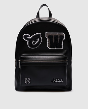 Off-White Черный кожаный рюкзак с нашивками логотипа OMNB120S24LEA001