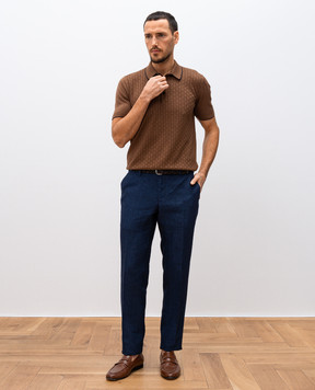 Bertolo Cashmere Коричневое поло в тканом узоре. 902434002482