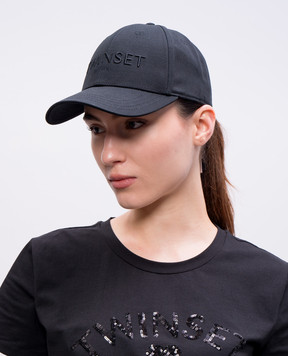 Twinset Чорна кепка з вишивкою логотипа 251TA4280