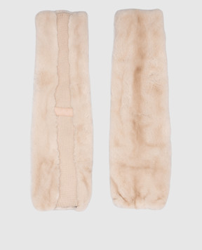 Florence Mode Бежеві подовжені мітенки з хутра норки MANICOTTOVISPERLANATUR